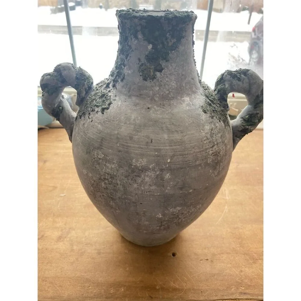 THE COMMONWEALTH Retro Green Double Handle Amphora Vase 10